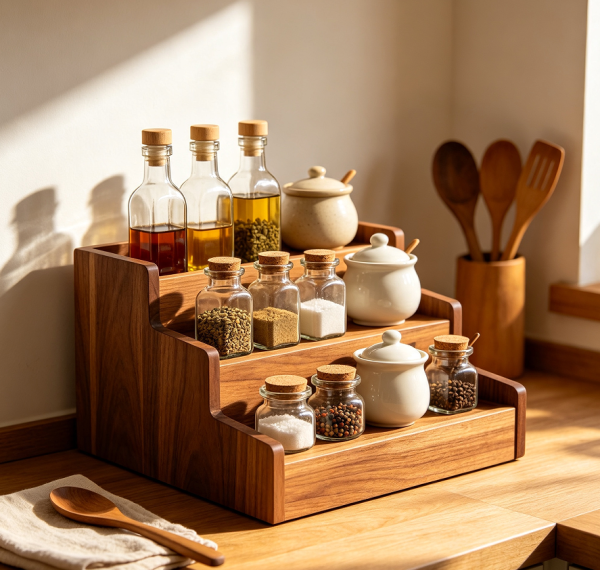 Wooden Kitchen Spice Display Storage Rack