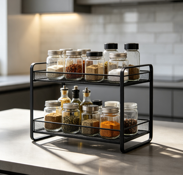 Metal Kitchen Seasoning Organizer Storage Shelf