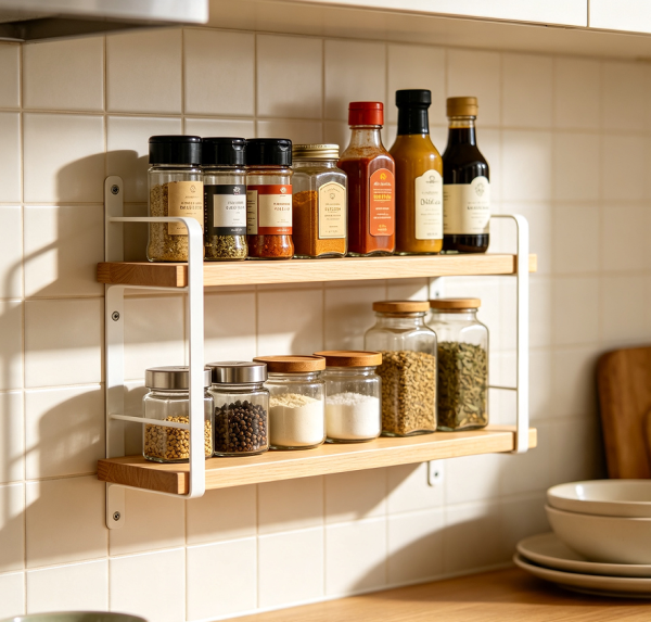 Wall Mounted Kitchen Spice Storage Shelf